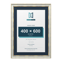 Cassis Light Grey 70 x 50 cm picture frame with a pacific blue mount for a 60 x 40 cm photo