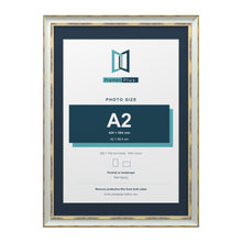 Cassis Light Grey 70 x 50 cm picture frame with a pacific blue mount for an A2 photo