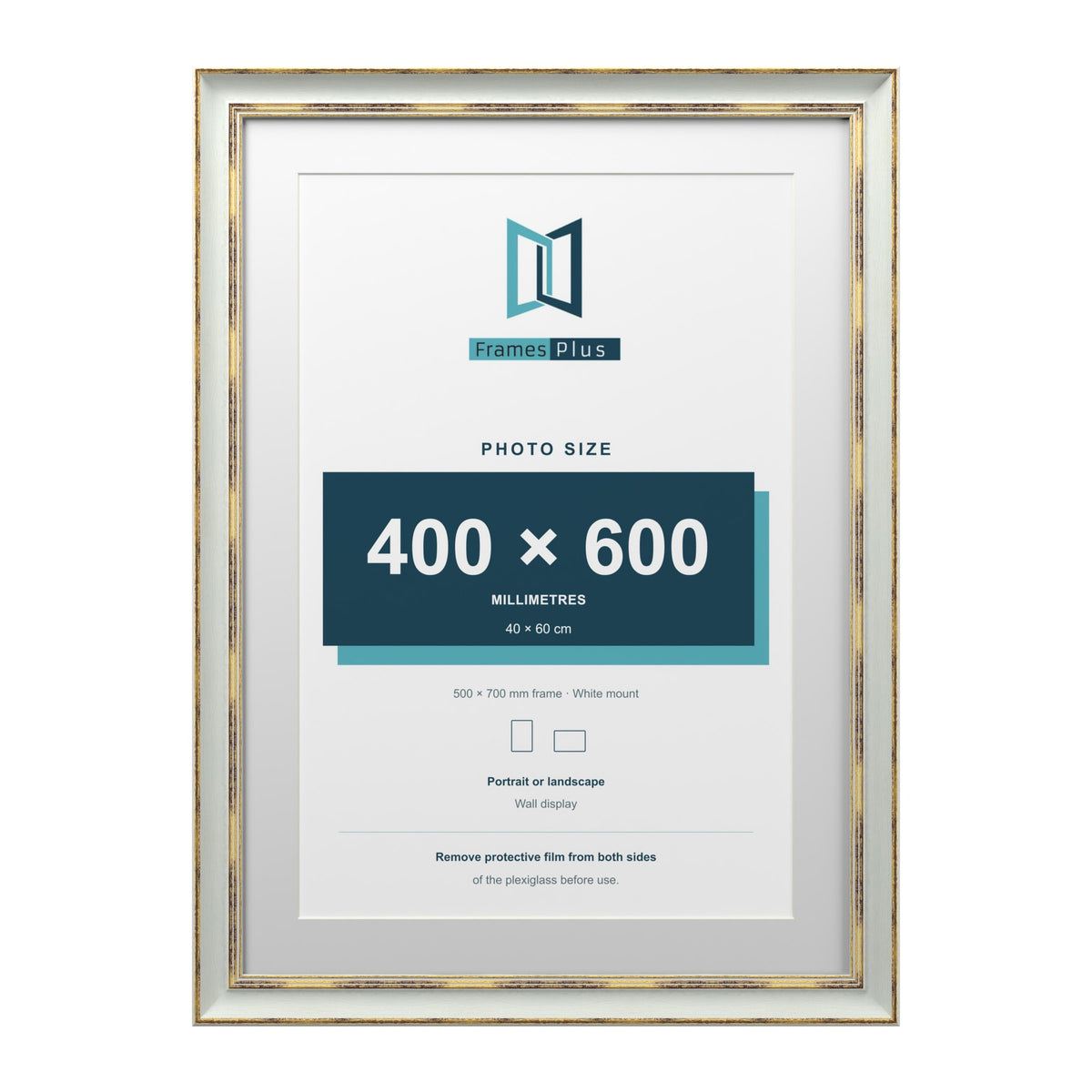 Cassis Light Grey 70 x 50 cm picture frame with a white mount for a 60 x 40 cm photo