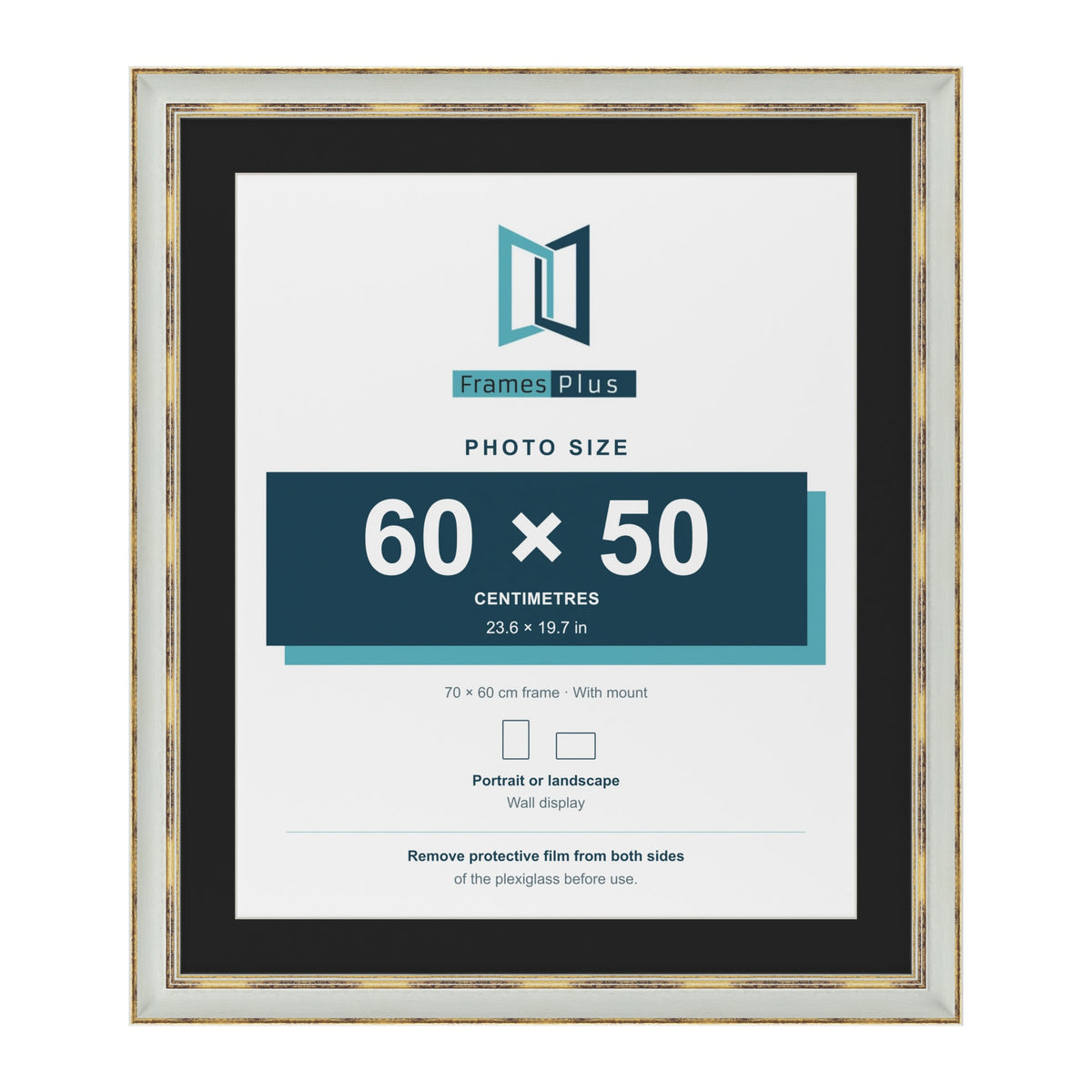 Cassis Light Grey 70 x 60 cm picture frame with a black mount for a 60 x 50 cm photo