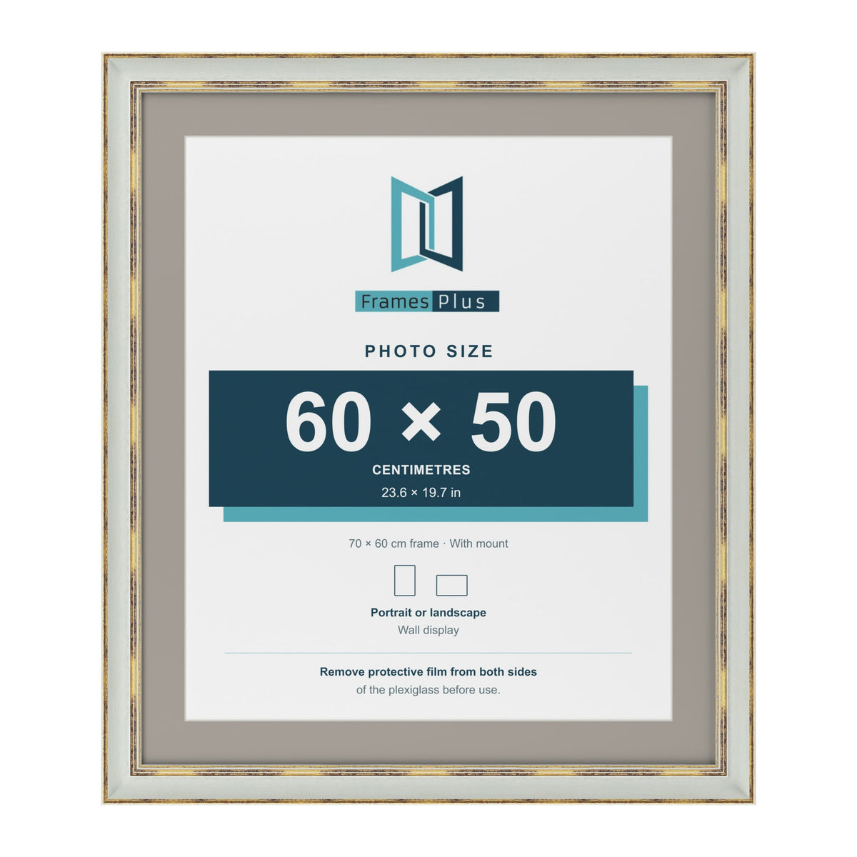Cassis Light Grey 70 x 60 cm picture frame with a dawn grey mount for a 60 x 50 cm photo