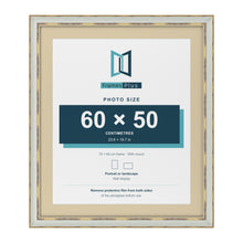 Cassis Light Grey 70 x 60 cm picture frame with an ivory mount for a 60 x 50 cm photo
