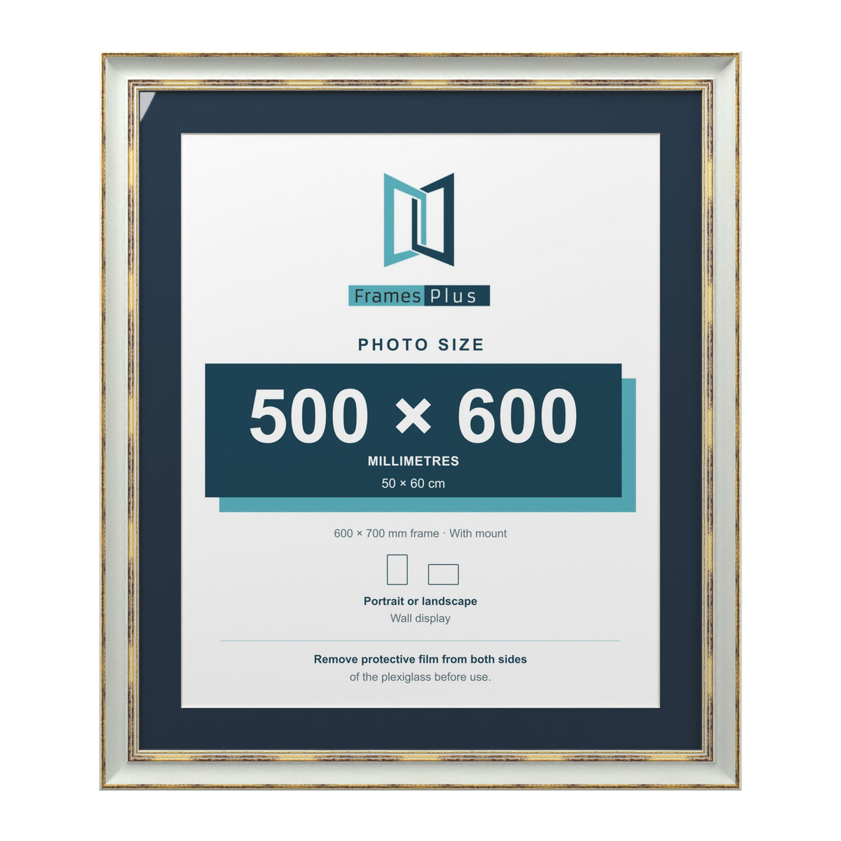 Cassis Light Grey 70 x 60 cm picture frame with a pacific blue mount for a 60 x 50 cm photo