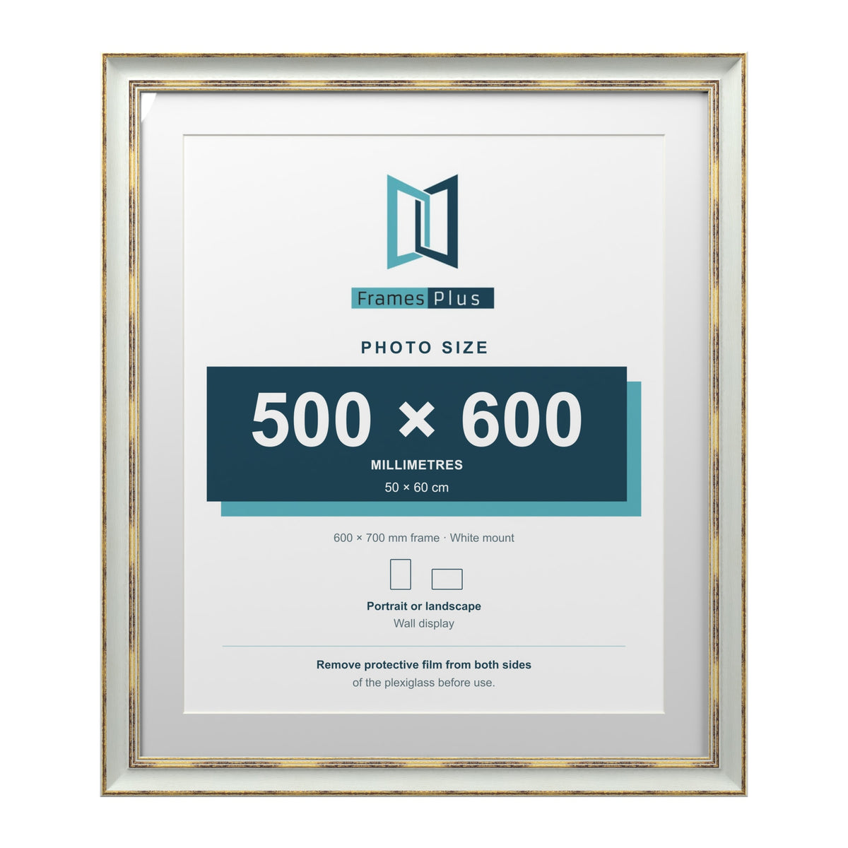 Cassis Light Grey 70 x 60 cm picture frame with a white mount for a 60 x 50 cm photo