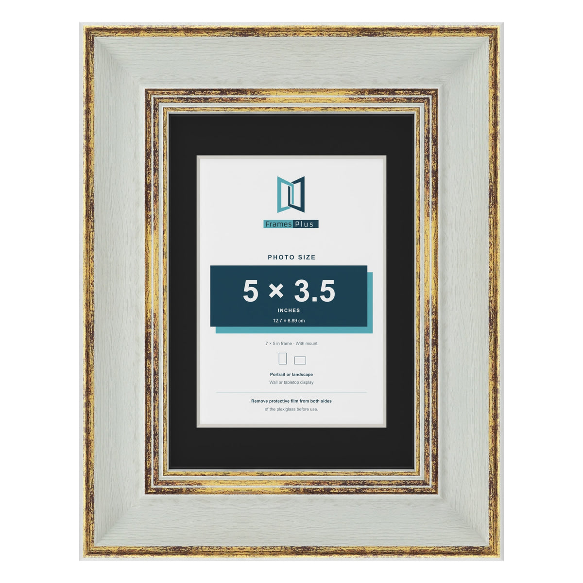 Cassis Light Grey 7 x 5 inch picture frame with a black mount for a 5 x 3.5 inch photo