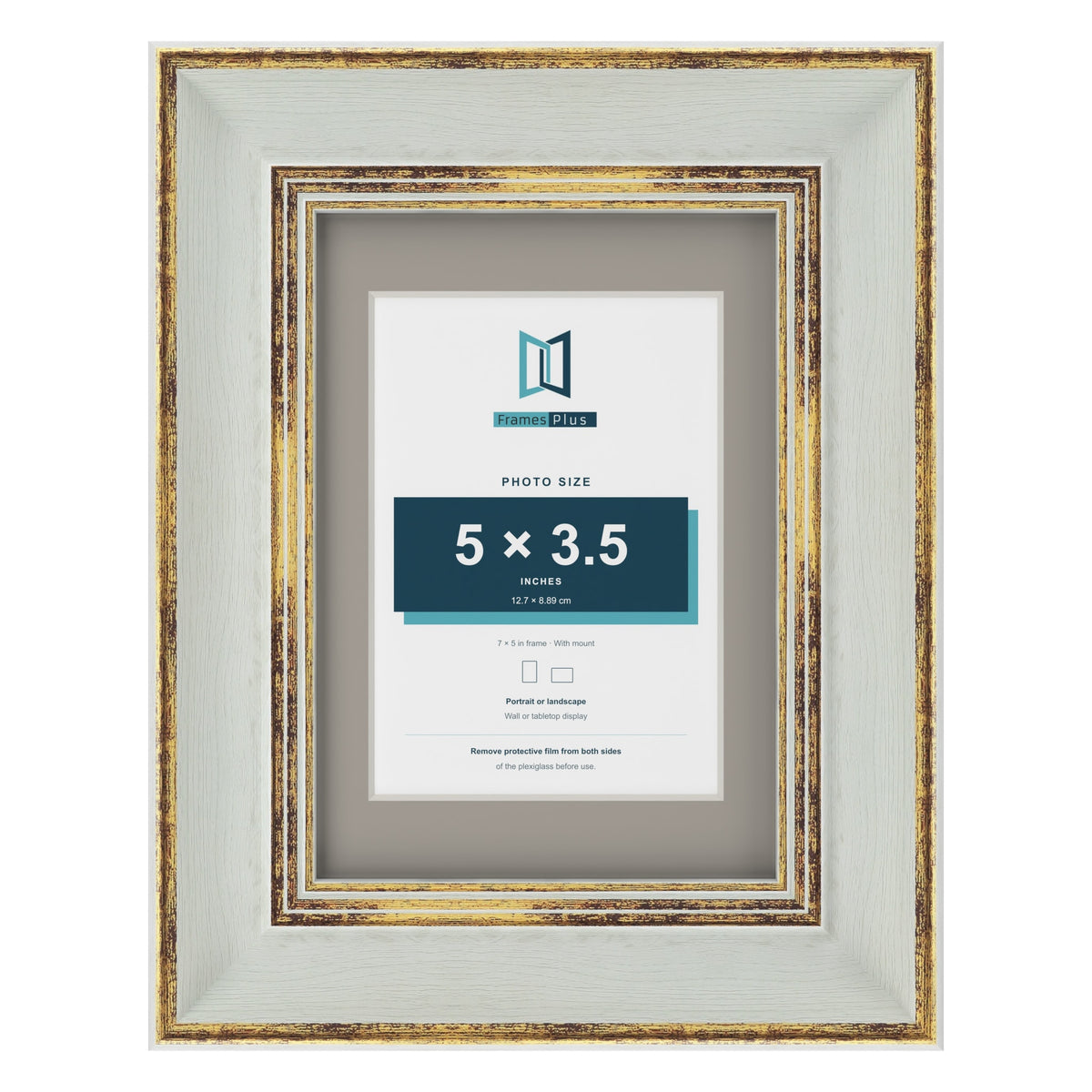 Cassis Light Grey 7 x 5 inch picture frame with a dawn grey mount for a 5 x 3.5 inch photo