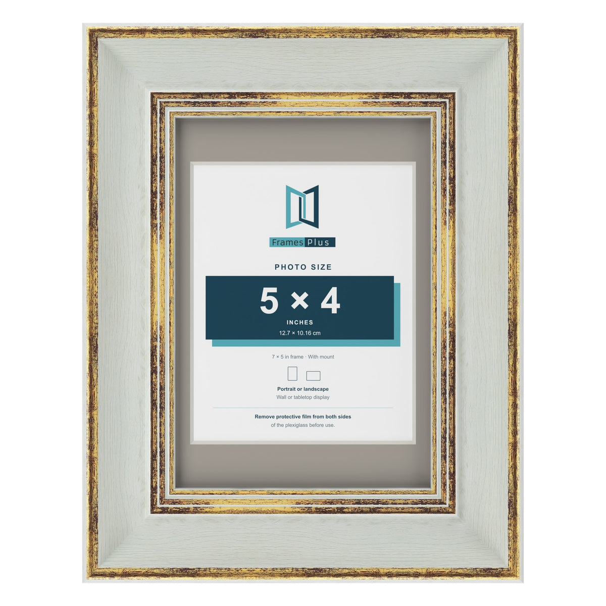 Cassis Light Grey 7 x 5 inch picture frame with a dawn grey mount for a 5 x 4 inch photo