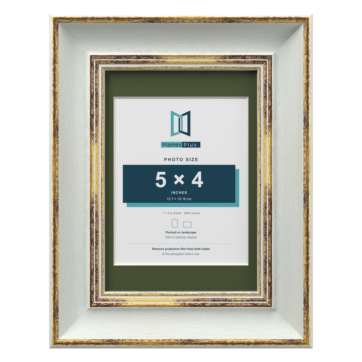 Cassis Light Grey 7 x 5 inch picture frame with a green mount for a 5 x 4 inch photo