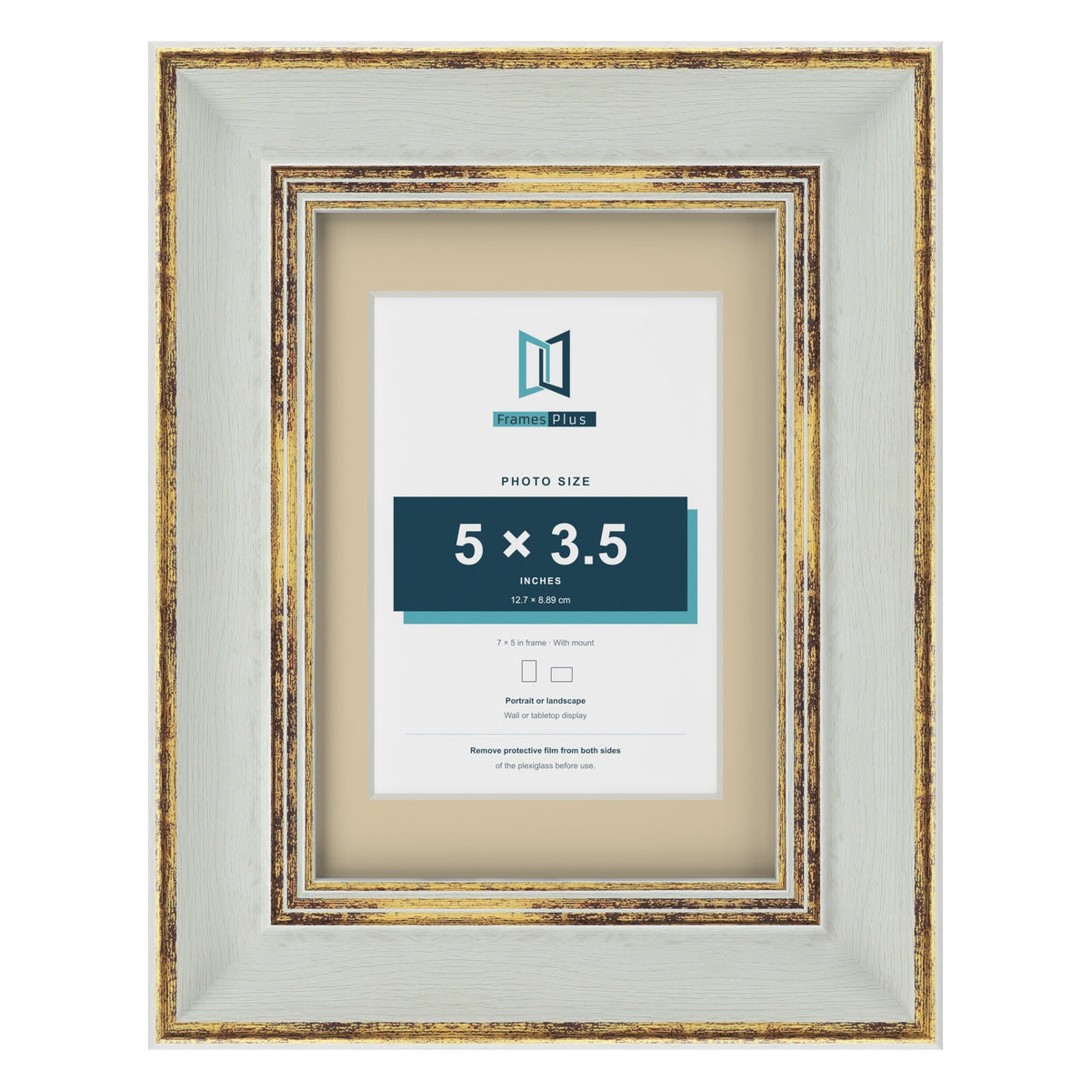 Cassis Light Grey 7 x 5 inch picture frame with an ivory mount for a 5 x 3.5 inch photo