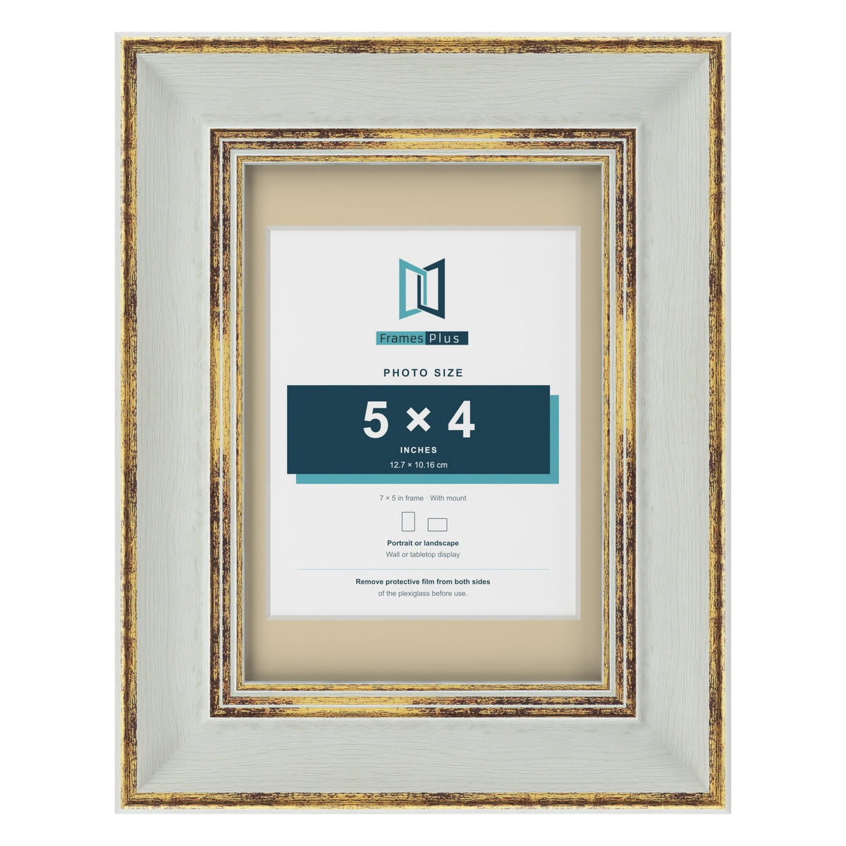 Cassis Light Grey 7 x 5 inch picture frame with an ivory mount for a 5 x 4 inch photo
