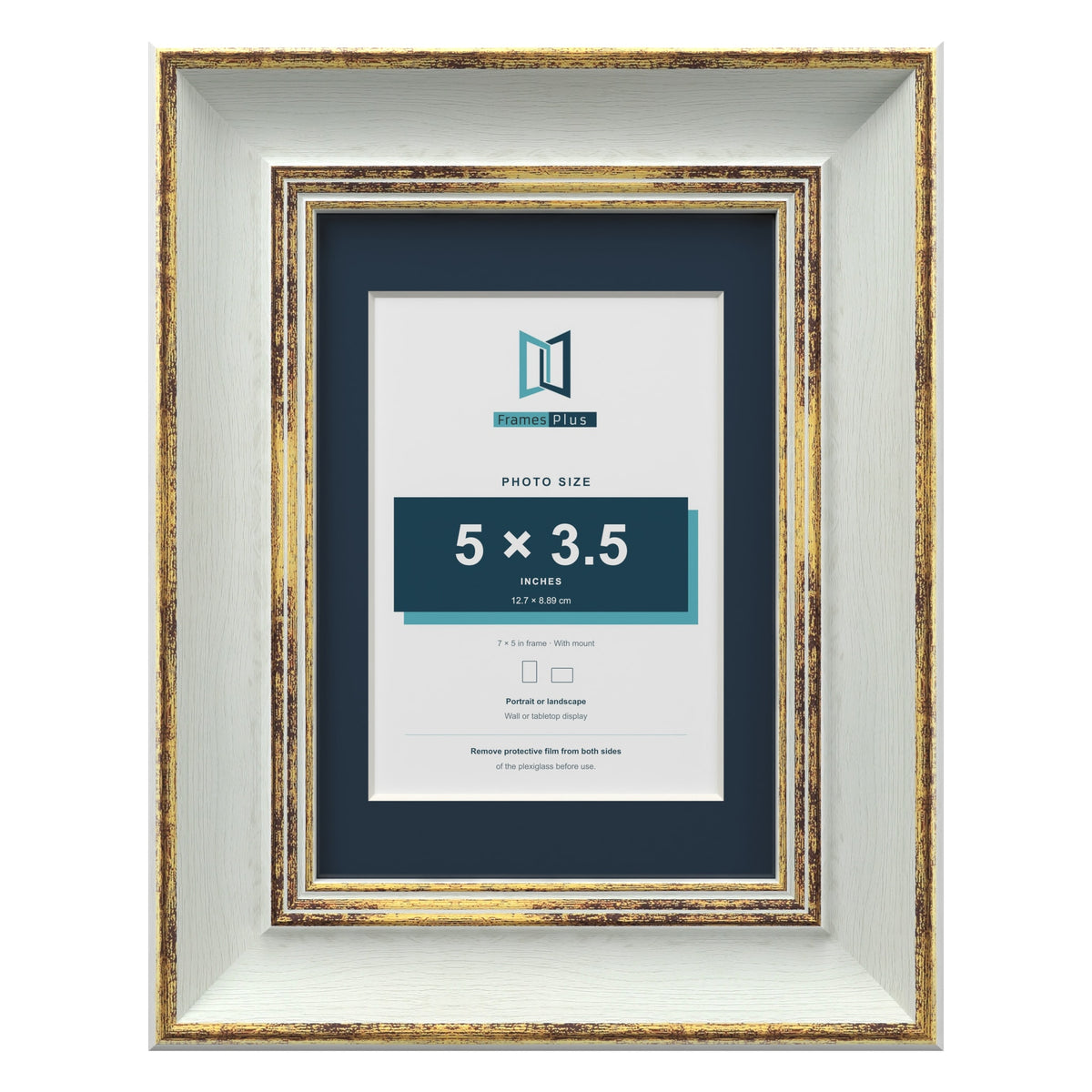 Cassis Light Grey 7 x 5 inch picture frame with a pacific blue mount for a 5 x 3.5 inch photo