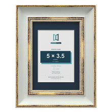 Cassis Light Grey 7 x 5 inch picture frame with a pacific blue mount for a 5 x 3.5 inch photo