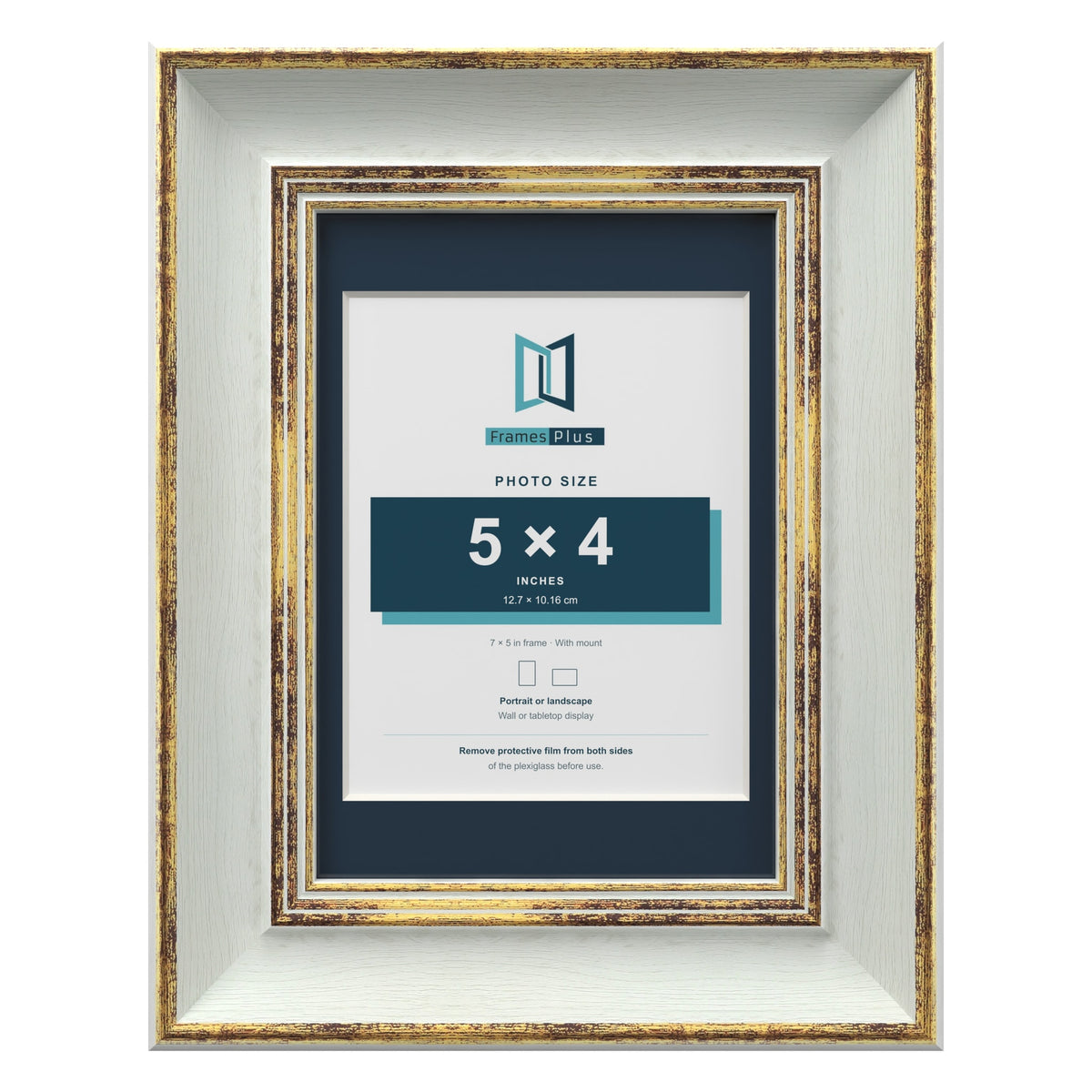 Cassis Light Grey 7 x 5 inch picture frame with a pacific blue mount for a 5 x 4 inch photo