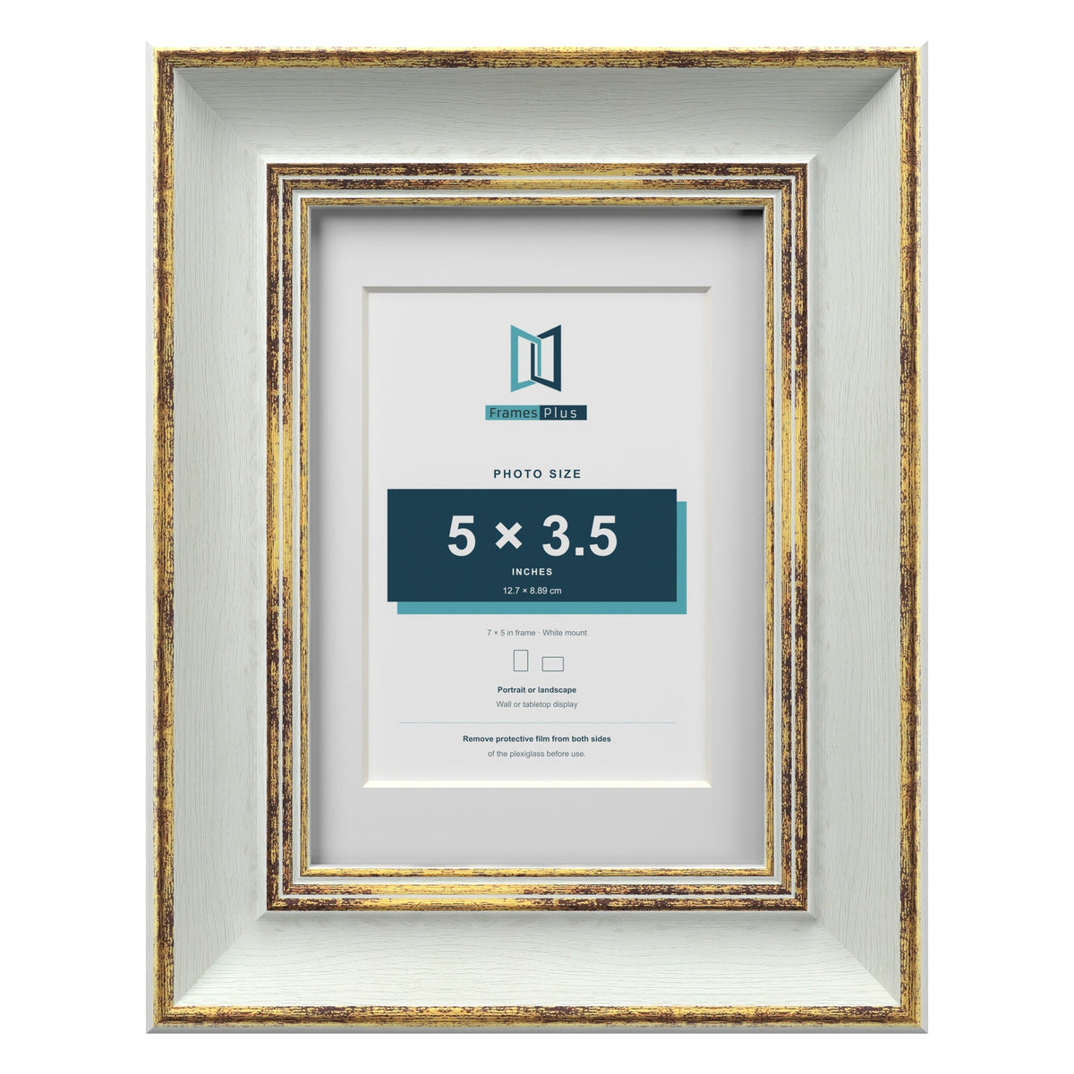 Cassis Light Grey 7 x 5 inch picture frame with a white mount for a 5 x 3.5 inch photo