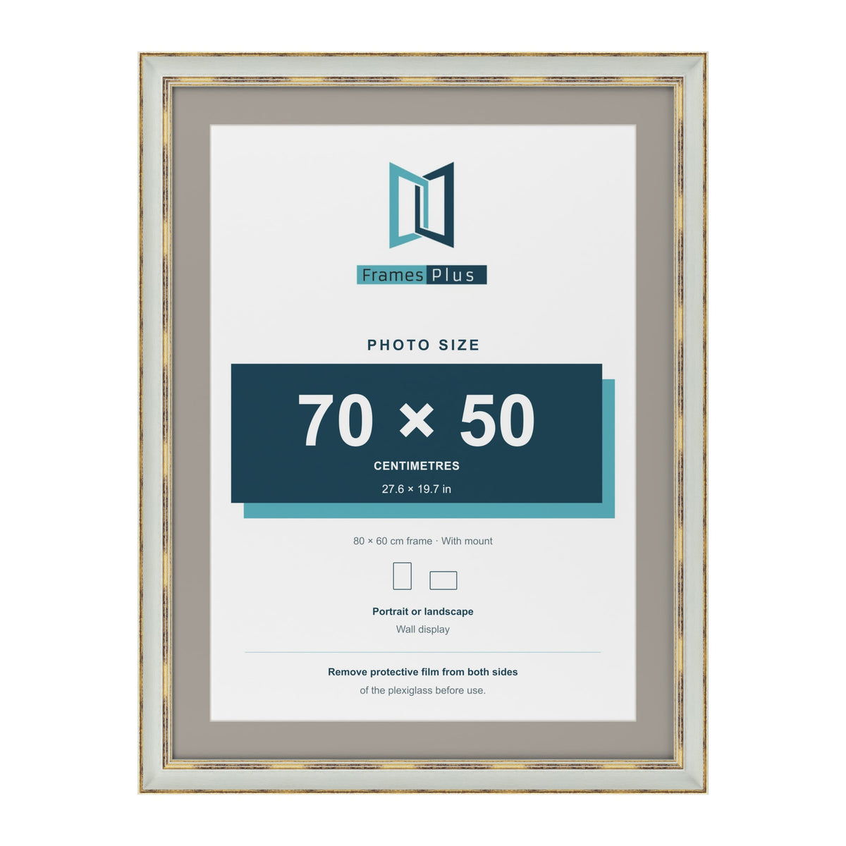Cassis Light Grey 80 x 60 cm picture frame with a dawn grey mount for a 70 x 50 cm photo