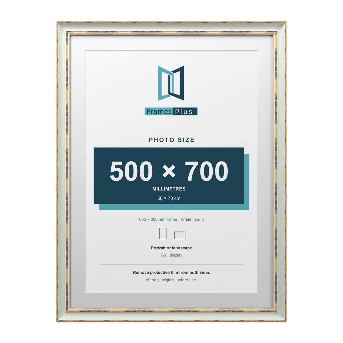 Cassis Light Grey 80 x 60 cm picture frame with a white mount for a 70 x 50 cm photo
