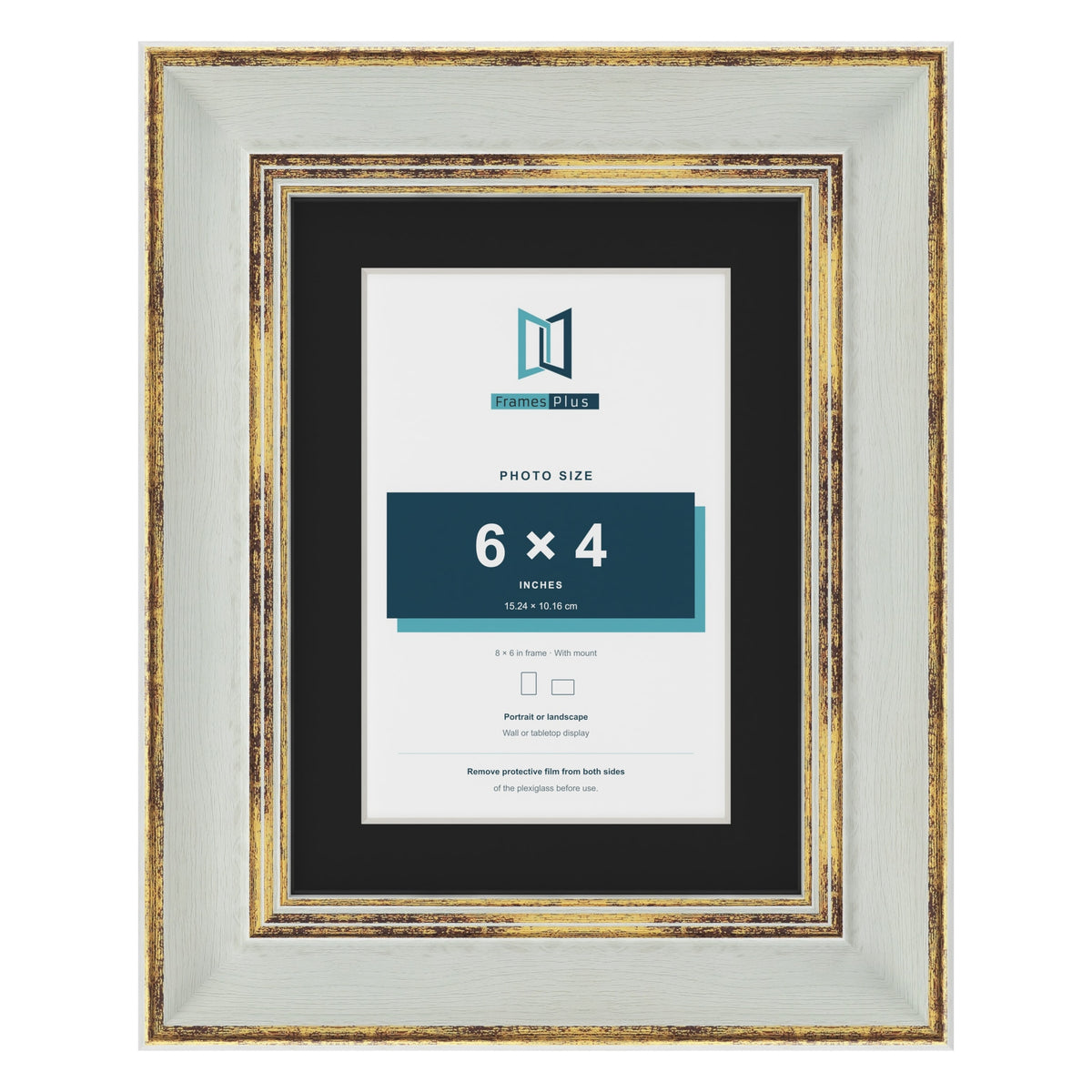 Cassis Light Grey 8 x 6 inch picture frame with a black mount for a 6 x 4 inch photo