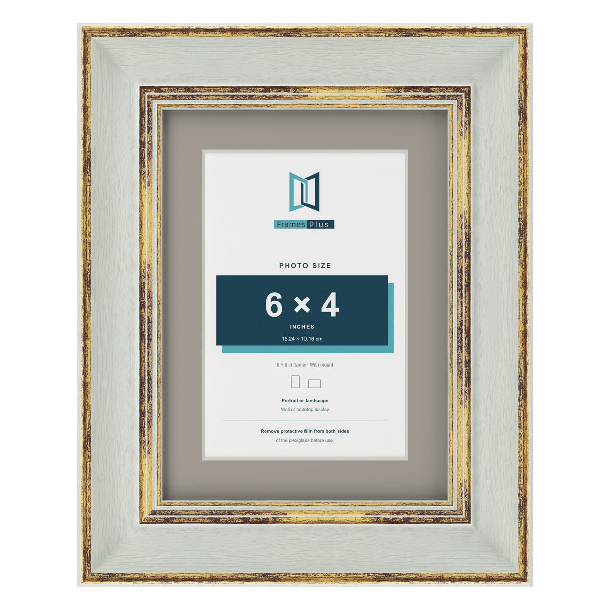 Cassis Light Grey 8 x 6 inch picture frame with a dawn grey mount for a 6 x 4 inch photo