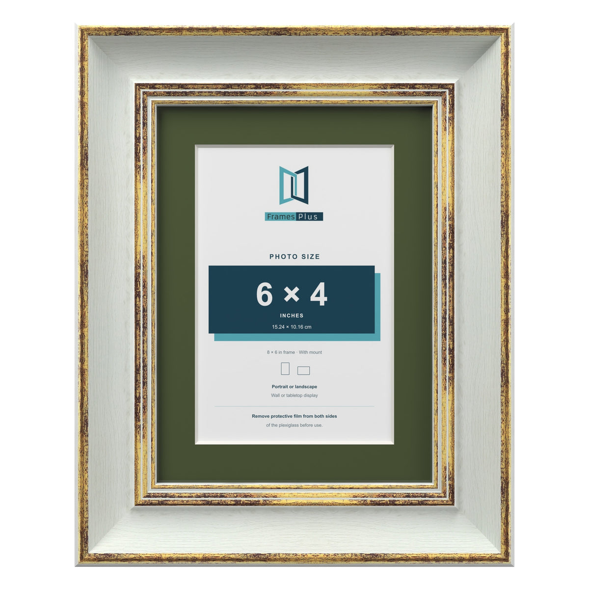 Cassis Light Grey 8 x 6 inch picture frame with a green mount for a 6 x 4 inch photo