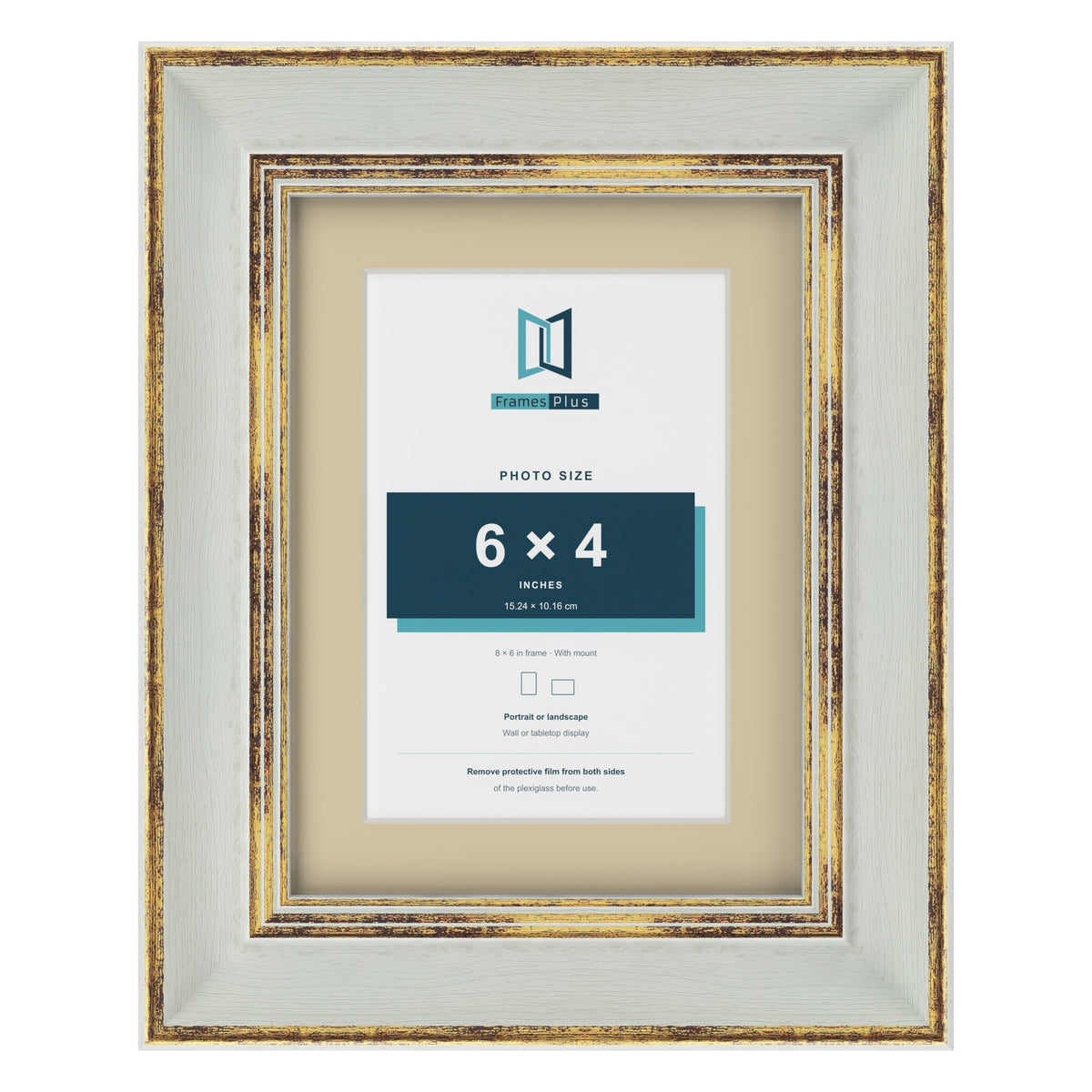 Cassis Light Grey 8 x 6 inch picture frame with an ivory mount for a 6 x 4 inch photo