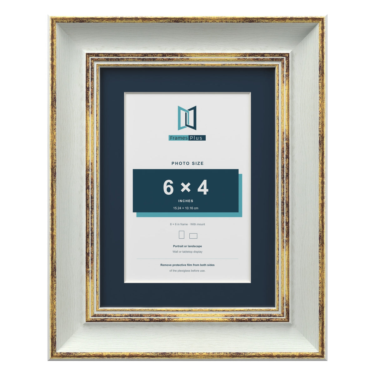 Cassis Light Grey 8 x 6 inch picture frame with a pacific blue mount for a 6 x 4 inch photo