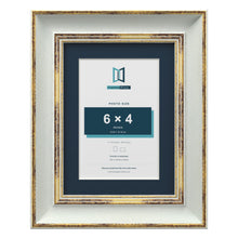 Cassis Light Grey 8 x 6 inch picture frame with a pacific blue mount for a 6 x 4 inch photo