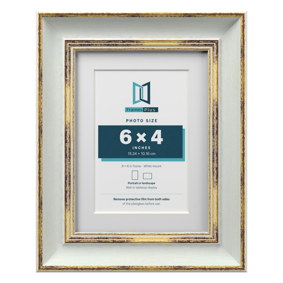 Cassis Light Grey 8 x 6 inch picture frame with a white mount for a 6 x 4 inch photo