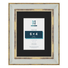 Cassis Light Grey 9 x 7 inch picture frame with a black mount for a 6 x 4 inch photo