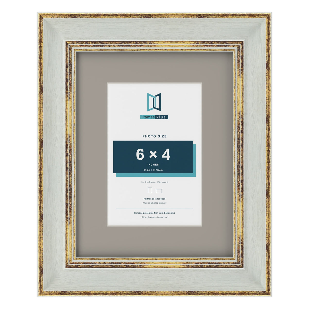Cassis Light Grey 9 x 7 inch picture frame with a dawn grey mount for a 6 x 4 inch photo