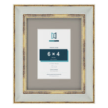 Cassis Light Grey 9 x 7 inch picture frame with a dawn grey mount for a 6 x 4 inch photo