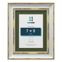Cassis Light Grey 9 x 7 inch picture frame with a green mount for a 7 x 5 inch photo