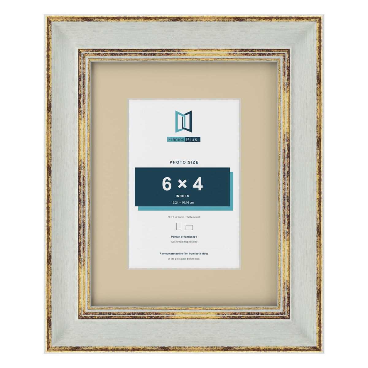 Cassis Light Grey 9 x 7 inch picture frame with an ivory mount for a 6 x 4 inch photo