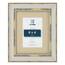 Cassis Light Grey 9 x 7 inch picture frame with an ivory mount for a 6 x 4 inch photo