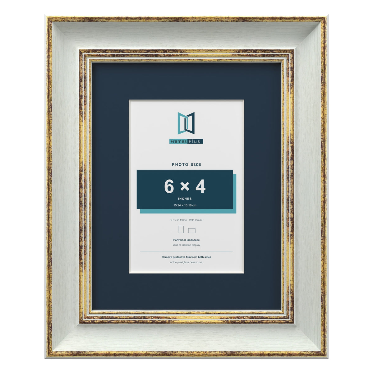 Cassis Light Grey 9 x 7 inch picture frame with a pacific blue mount for a 6 x 4 inch photo