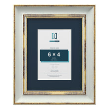 Cassis Light Grey 9 x 7 inch picture frame with a pacific blue mount for a 6 x 4 inch photo