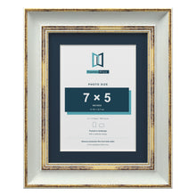 Cassis Light Grey 9 x 7 inch picture frame with a pacific blue mount for a 7 x 5 inch photo