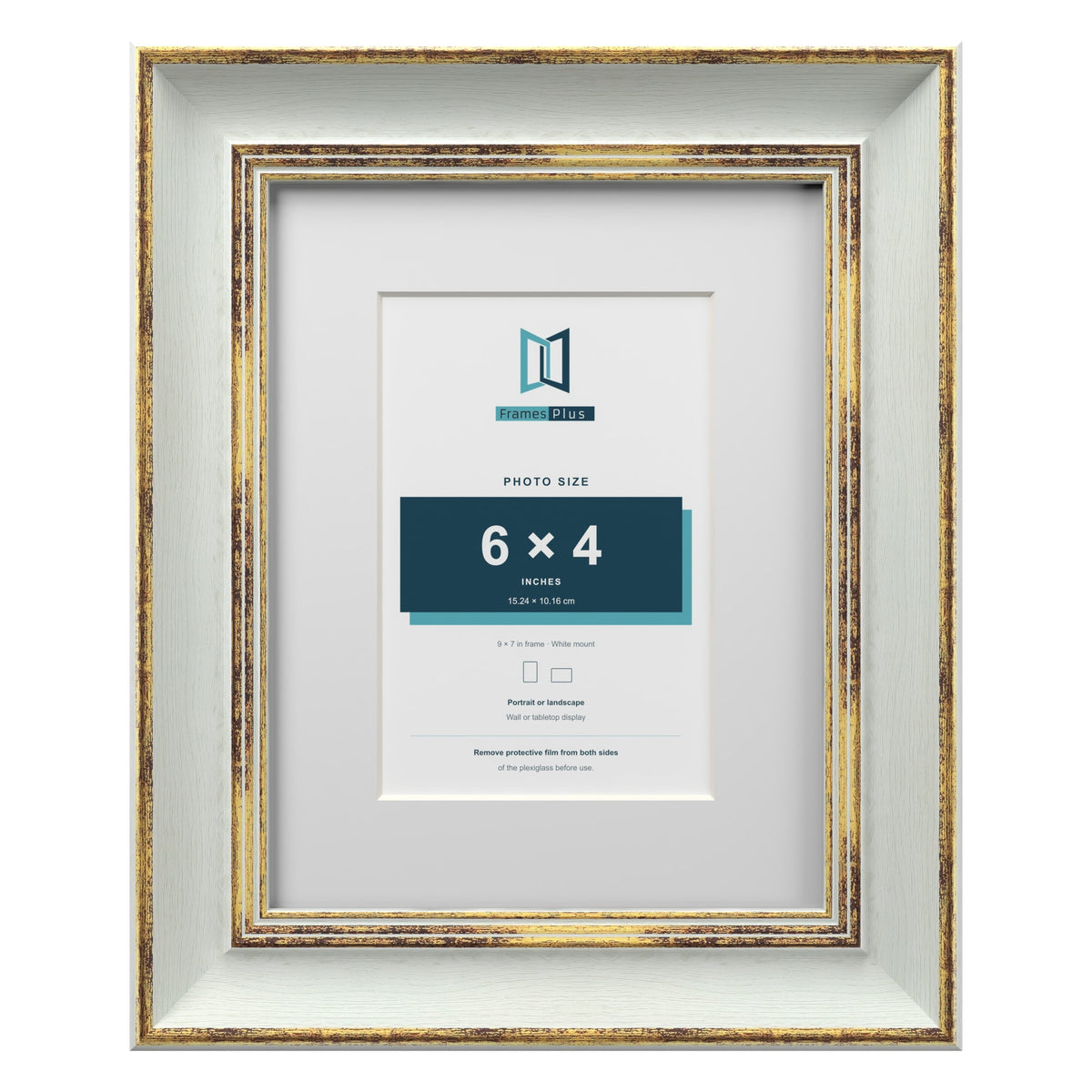 Cassis Light Grey 9 x 7 inch picture frame with a white mount for a 6 x 4 inch photo