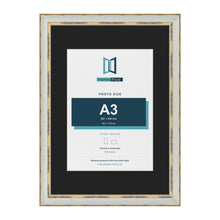 Cassis Light Grey A2 picture frame with a black mount for an A3 photo