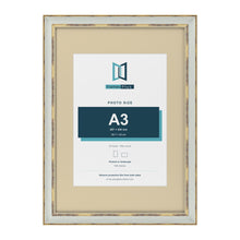 Cassis Light Grey A2 picture frame with an ivory mount for an A3 photo