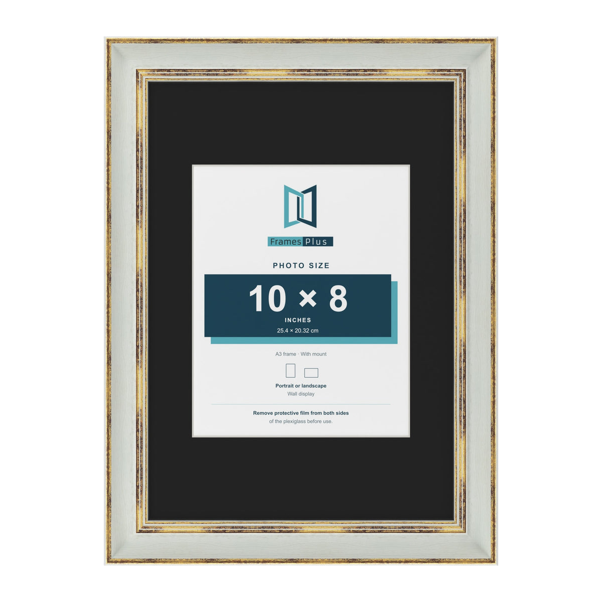 Cassis Light Grey A3 picture frame with a black mount for a 10 x 8 inch photo