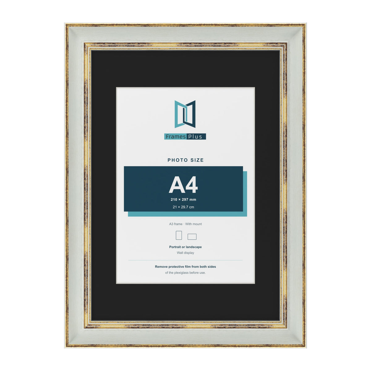 Cassis Light Grey A3 picture frame with a black mount for an A4 photo