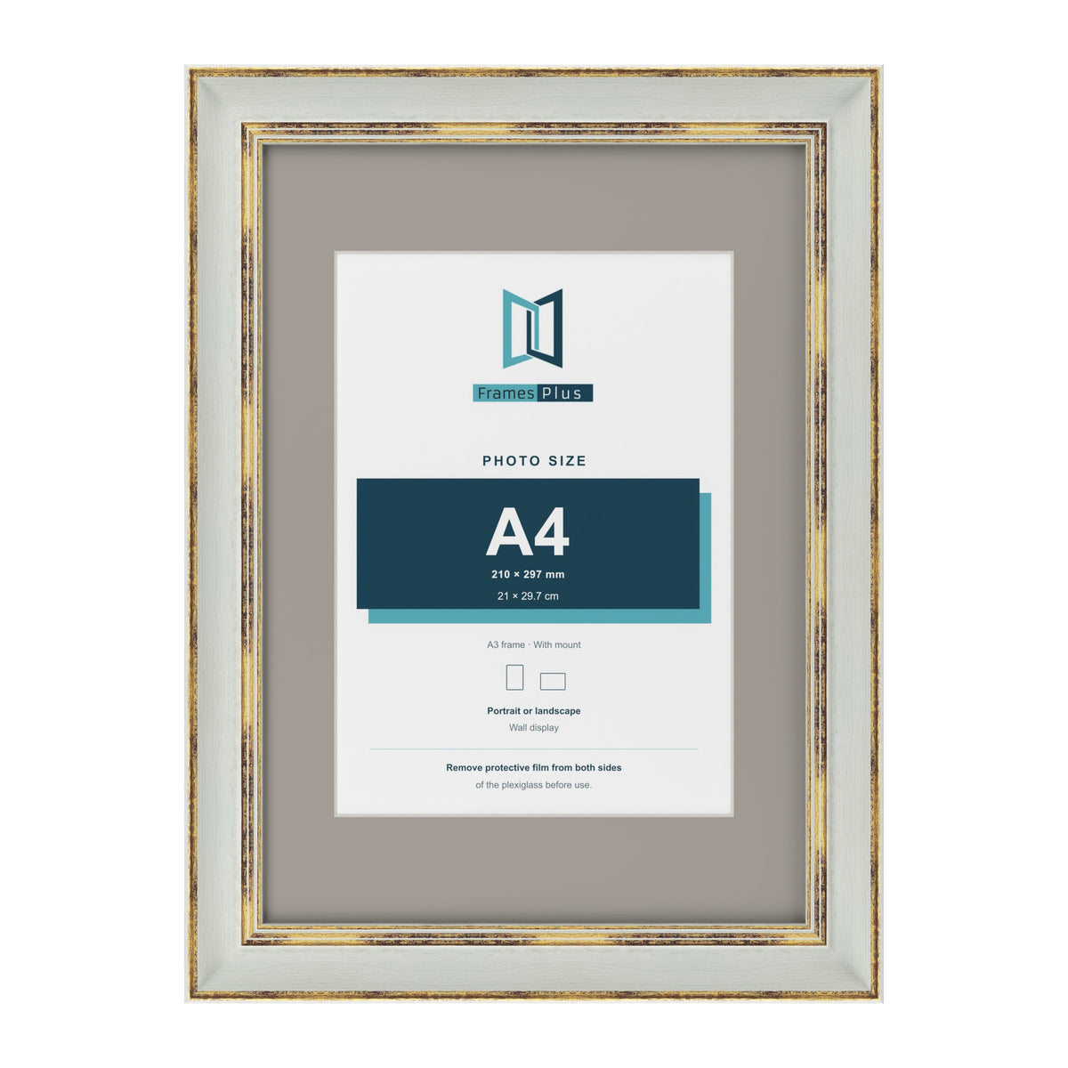 Cassis Light Grey A3 picture frame with a dawn grey mount for an A4 photo