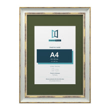 Cassis Light Grey A3 picture frame with a green mount for an A4 photo