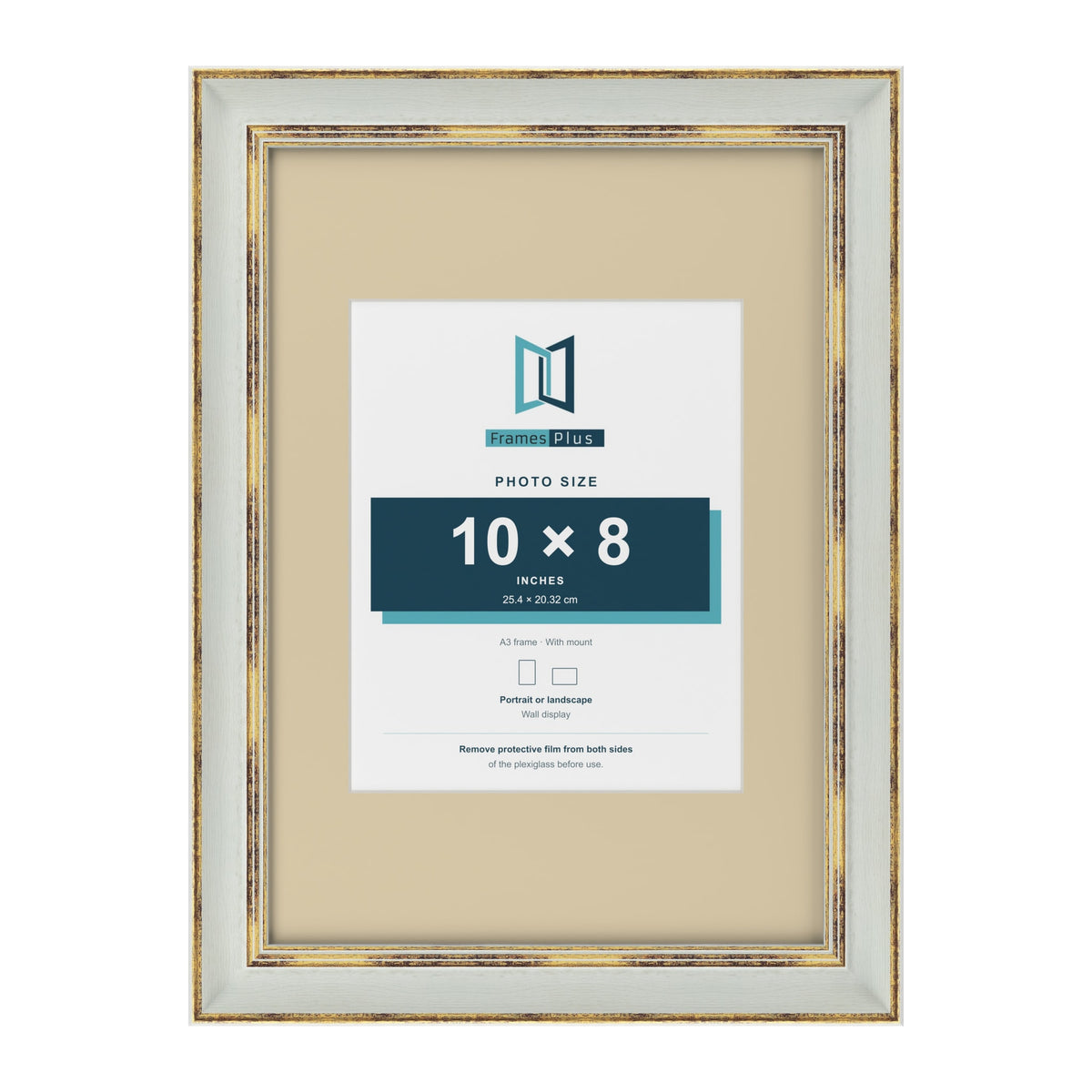 Cassis Light Grey A3 picture frame with an ivory mount for a 10 x 8 inch photo