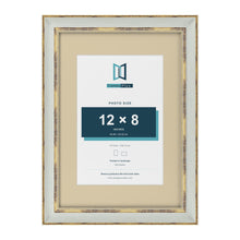 Cassis Light Grey A3 picture frame with an ivory mount for a 12 x 8 inch photo
