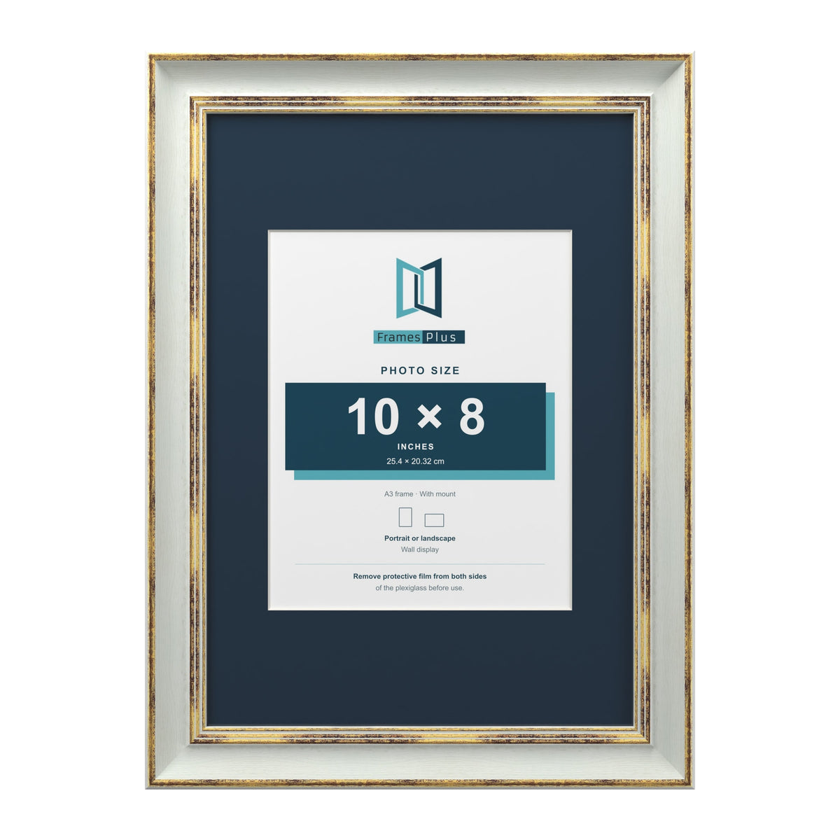 Cassis Light Grey A3 picture frame with a pacific blue mount for a 10 x 8 inch photo