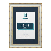 Cassis Light Grey A3 picture frame with a pacific blue mount for a 12 x 8 inch photo