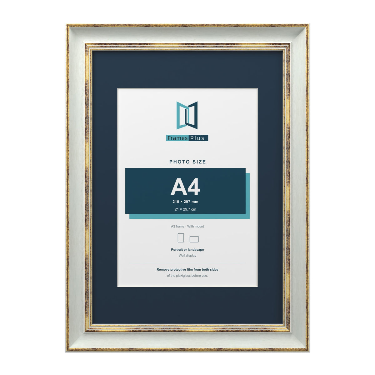 Cassis Light Grey A3 picture frame with a pacific blue mount for an A4 photo