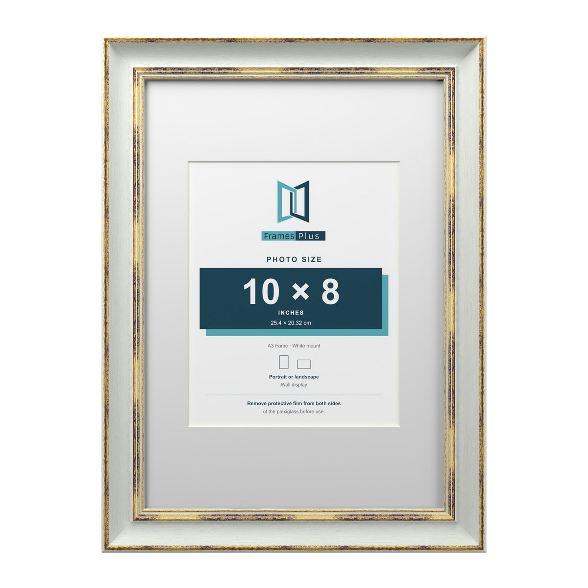Cassis Light Grey A3 picture frame with a white mount for a 10 x 8 inch photo