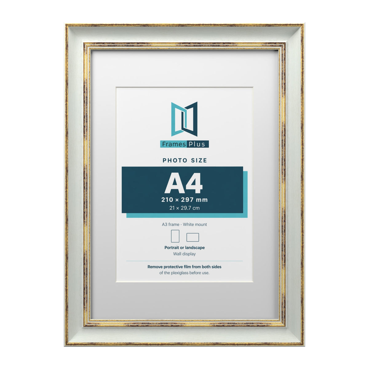 Cassis Light Grey A3 picture frame with a white mount for an A4 photo